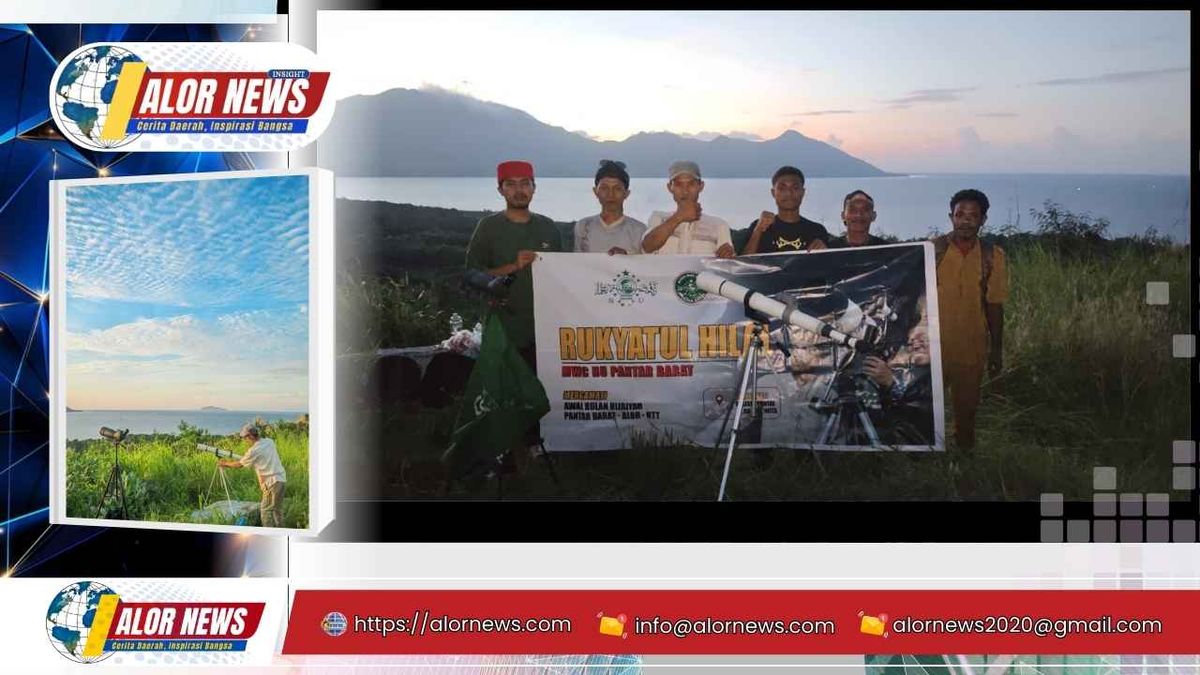 Petugas MWC NU Pantar Barat melakukan rukyatul hilal di ufuk barat Desa Bagang Kabupaten Alor menjelang penentuan awal Ramadan 1447 H