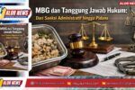 Gambar ilustrasi tanggung jawab hukum MBG dengan simbol keadilan dan keamanan pangan.