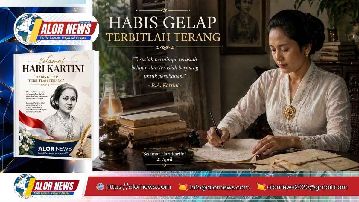 Ilustrasi Hari Kartini dengan kutipan Habis Gelap Terbitlah Terang