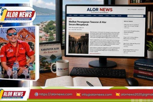 Tampilan artikel opini Alor News tentang penanganan tawuran di Kabupaten Alor secara menyeluruh.