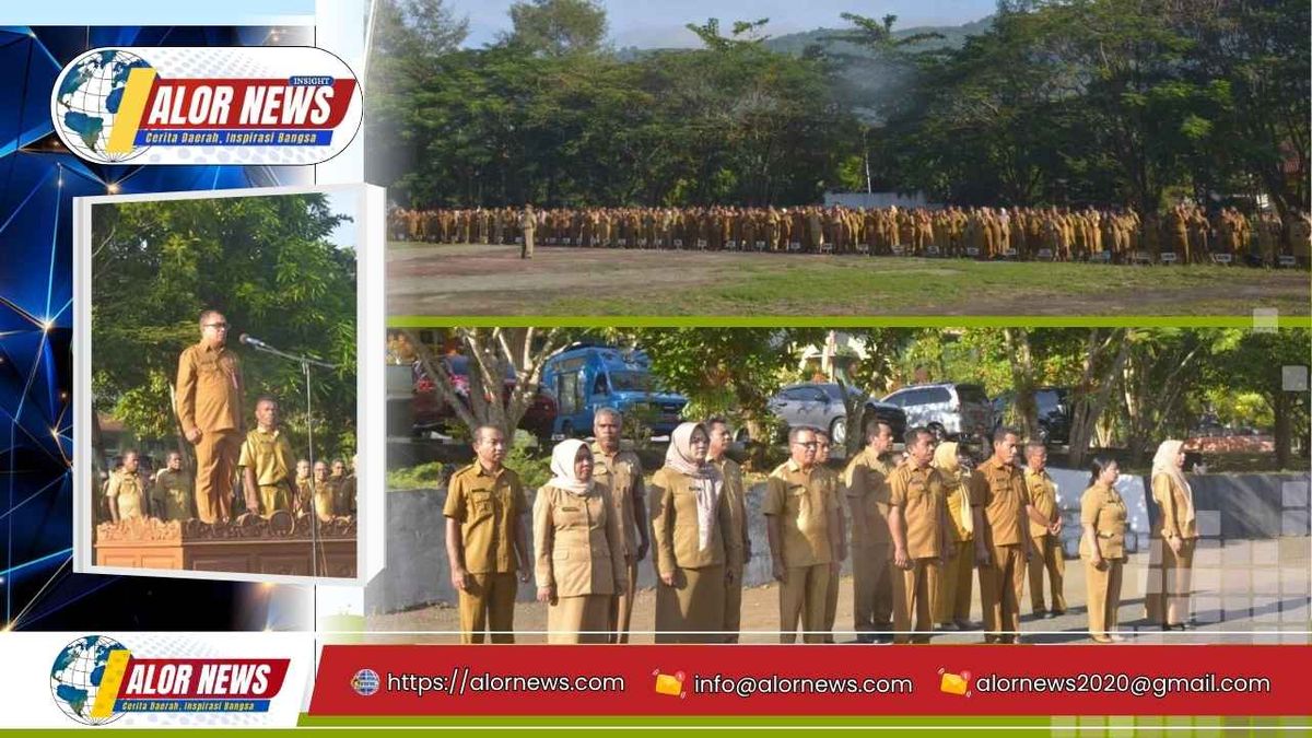 Sekretaris Daerah Kabupaten Alor, Melkisedek Bely, memimpin apel gabungan ASN di halaman Kantor Bupati Alor, Senin 11 Mei 2026.