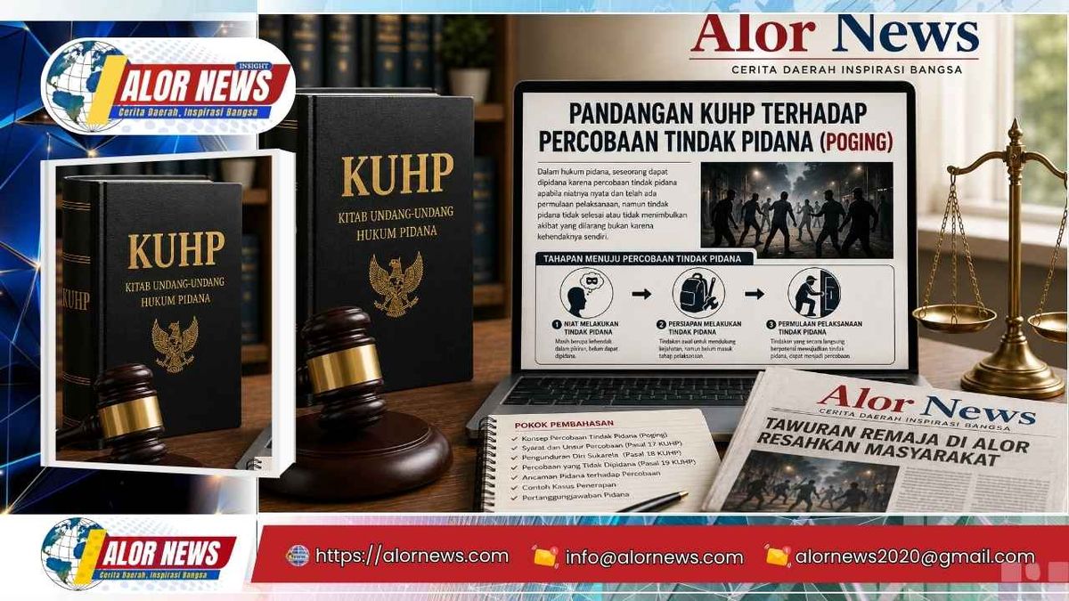 Percobaan tindak pidana dalam KUHP baru dengan simbol hukum pengadilan dan KUHP