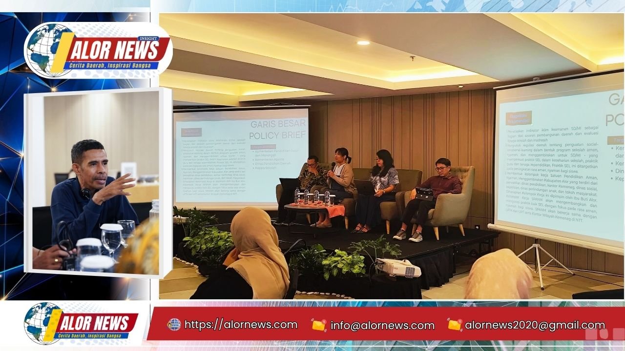 Pemaparan garis besar Policy Brief mengenai Pembelajaran Sosio-Emosional (SEL) oleh tim peneliti dan panelis dalam forum diseminasi hasil kajian Asesmen Nasional